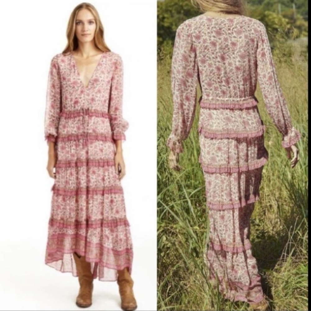 Anthropologie Love The Label Tippy Border Maxi Dress Size Medium